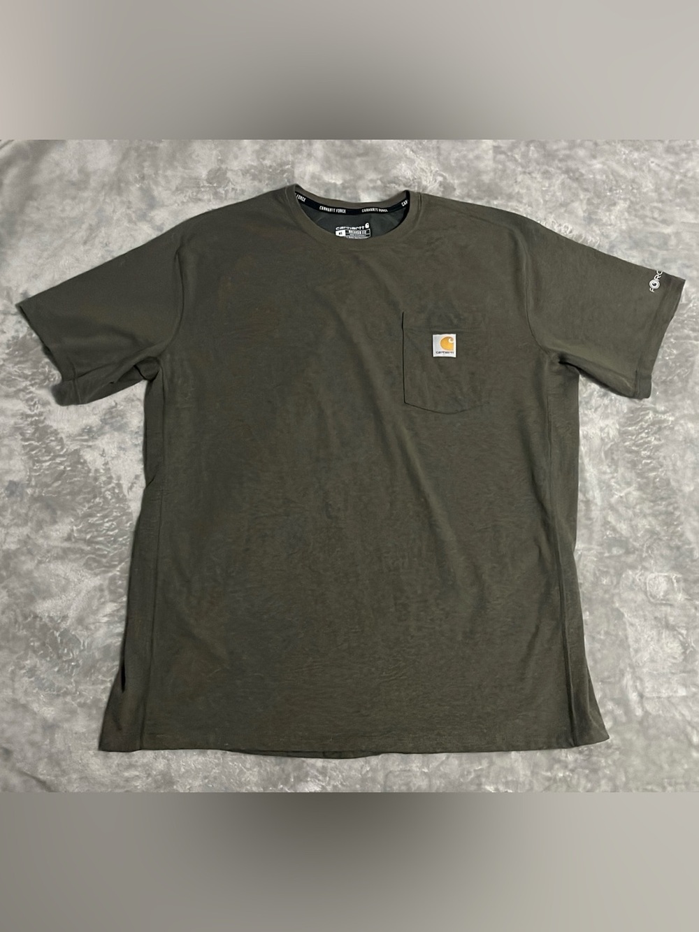 Carhartt Force Mens XL Olive Green Heather Short Sleeve Pocket T Shirt Workwear